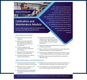 Calibration and Maintenance Module Data Sheet