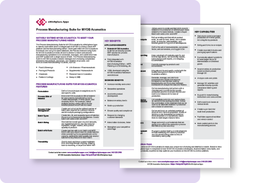 Process Manufacturing Suite for MYOB Acumatica