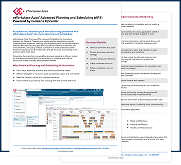 Advanced planning and scheduling datasheet