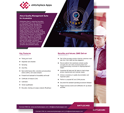 eWorkplace Apps Quality Management Battlecard