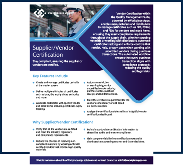 Supplier/Vendor Certification