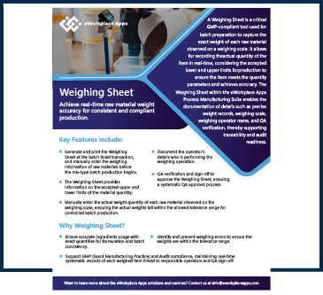 Weighing Sheet